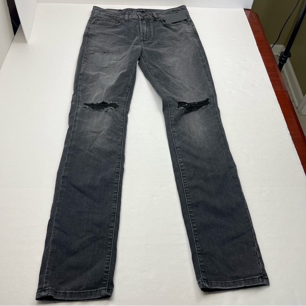 Monfrere Greyson Distressed Skinny Jean Mens Size 32 Faded Black Denim New